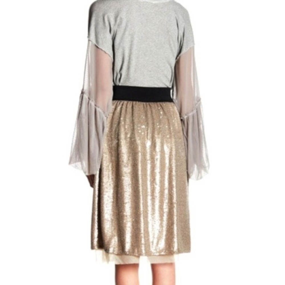 Free People Flashing Lights Gold Sequin  Skirt Med - Picture 7 of 7